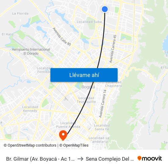 Br. Gilmar (Av. Boyacá - Ac 153) to Sena Complejo Del Sur map