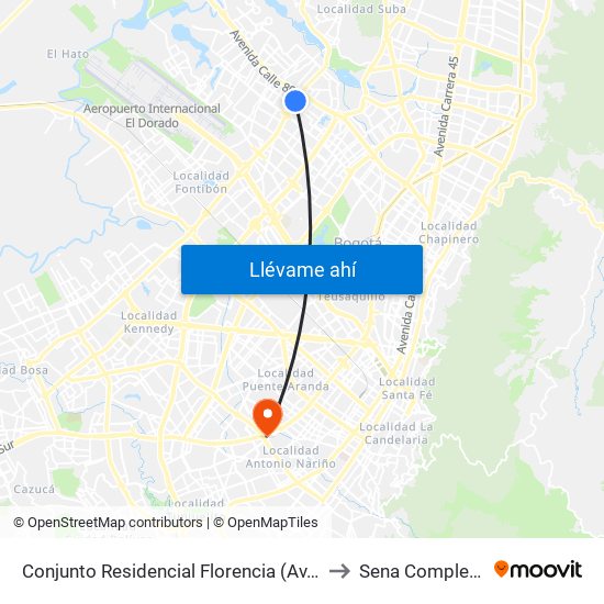 Conjunto Residencial Florencia (Av. C. De Cali - Cl 75a) to Sena Complejo Del Sur map