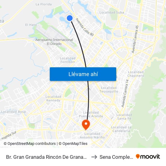 Br. Gran Granada Rincón De Granada (Dg 77b - Tv 119a) to Sena Complejo Del Sur map