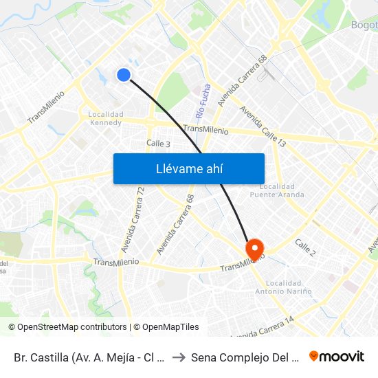 Br. Castilla (Av. A. Mejía - Cl 8c) to Sena Complejo Del Sur map