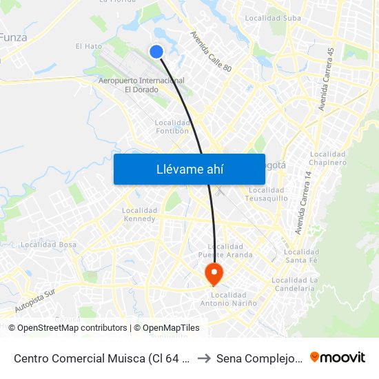 Centro Comercial Muisca (Cl 64 - Kr 118b) (A) to Sena Complejo Del Sur map