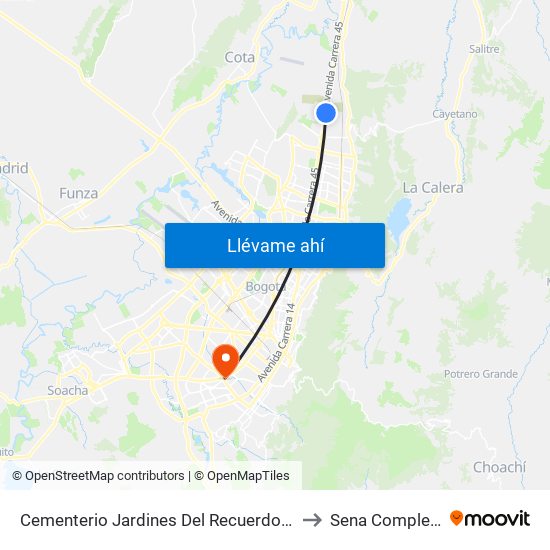 Cementerio Jardines Del Recuerdo (Auto Norte - Cl 197) to Sena Complejo Del Sur map