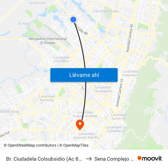 Br. Ciudadela Colsubsidio (Ac 80 - Kr 112a) to Sena Complejo Del Sur map