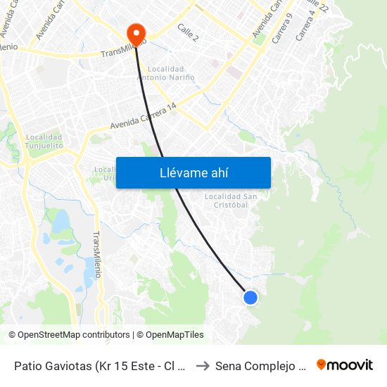 Patio Gaviotas (Kr 15 Este - Cl 48 Sur) (B) to Sena Complejo Del Sur map
