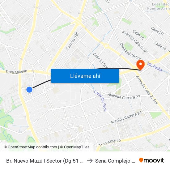 Br. Nuevo Muzú I Sector (Dg 51 Sur - Kr 54) to Sena Complejo Del Sur map