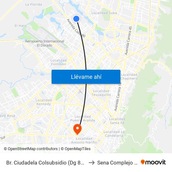 Br. Ciudadela Colsubsidio (Dg 86a - Kr 111a) to Sena Complejo Del Sur map