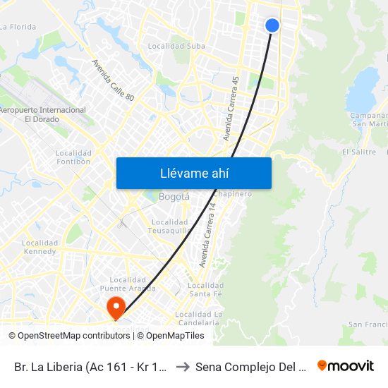 Br. La Liberia (Ac 161 - Kr 13b) to Sena Complejo Del Sur map