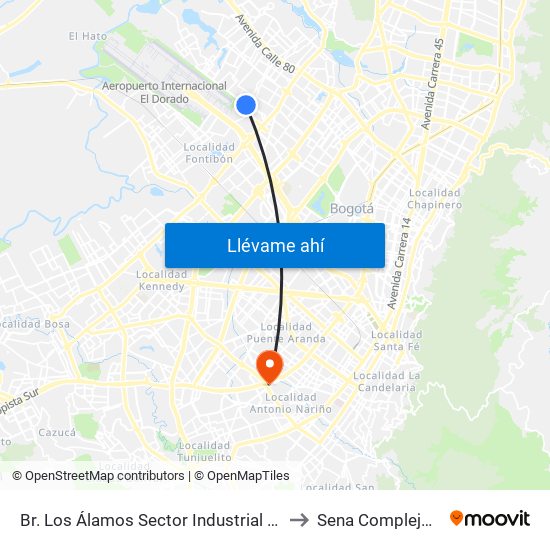 Br. Los Álamos Sector Industrial (Ac 63 - Ak 96) to Sena Complejo Del Sur map