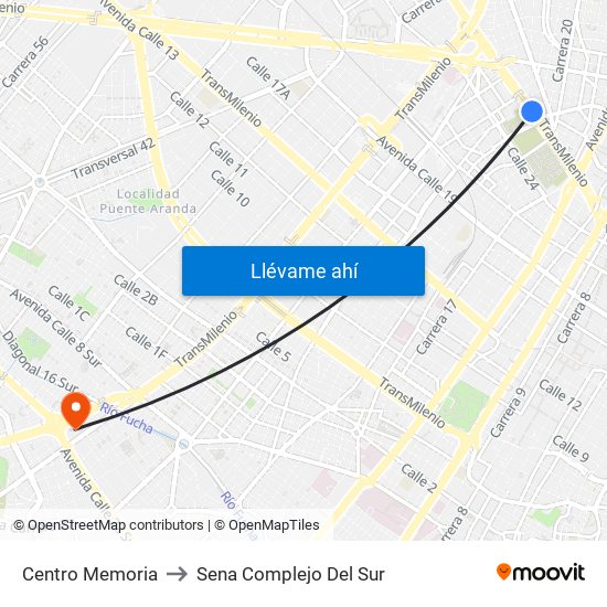 Centro Memoria to Sena Complejo Del Sur map