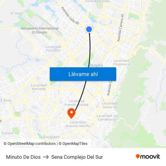 Minuto De Dios to Sena Complejo Del Sur map