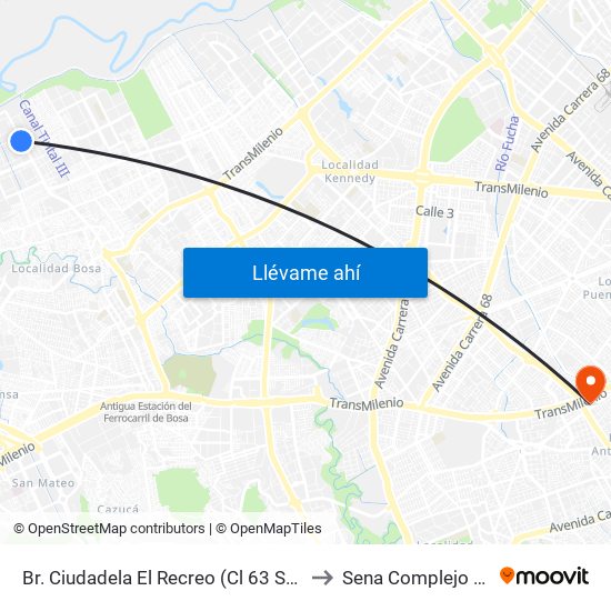 Br. Ciudadela El Recreo (Cl 63 Sur - Kr 99a) to Sena Complejo Del Sur map