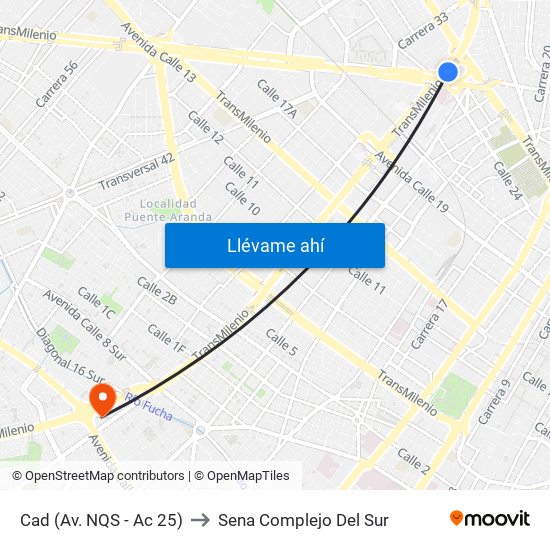Cad (Av. NQS - Ac 25) to Sena Complejo Del Sur map