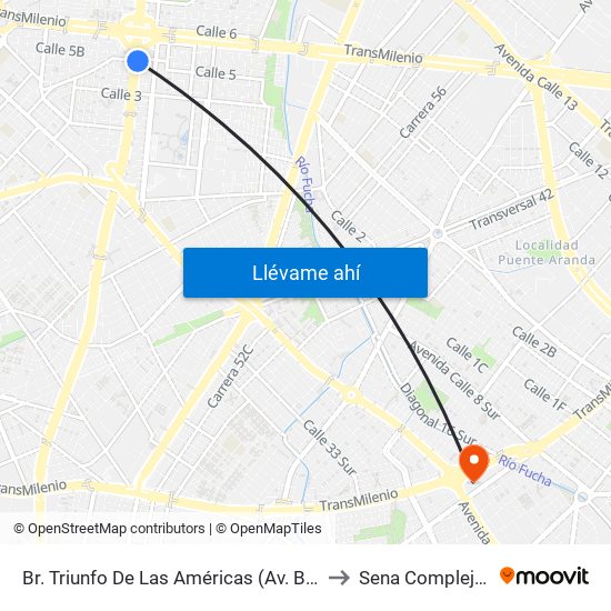 Br. Triunfo De Las Américas (Av. Boyacá - Cl 5a) (B) to Sena Complejo Del Sur map