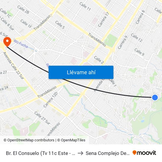 Br. El Consuelo (Tv 11c Este - Cl 1c) to Sena Complejo Del Sur map