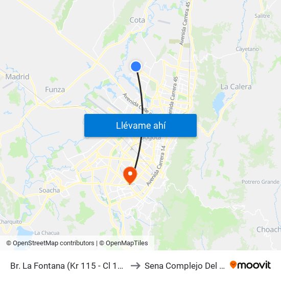 Br. La Fontana (Kr 115 - Cl 147a) to Sena Complejo Del Sur map