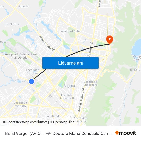 Br. El Vergel (Av. C. De Cali - Cl 18) to Doctora María Consuelo Carranza B. Cirujana Plástica map