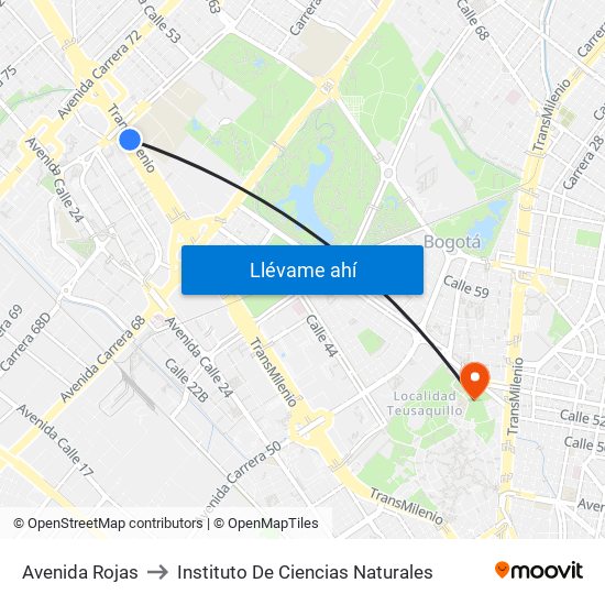 Avenida Rojas to Instituto De Ciencias Naturales map