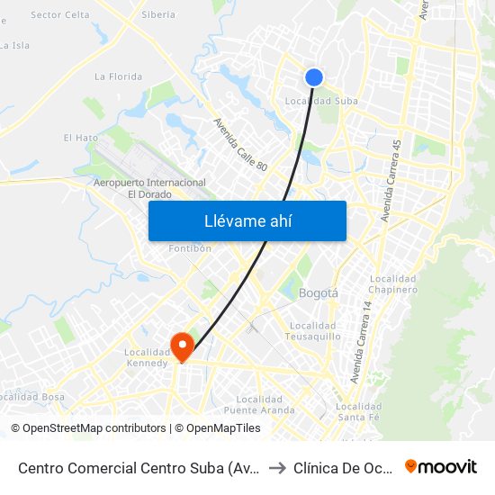 Centro Comercial Centro Suba (Av. Suba - Kr 91) to Clínica De Occidente map