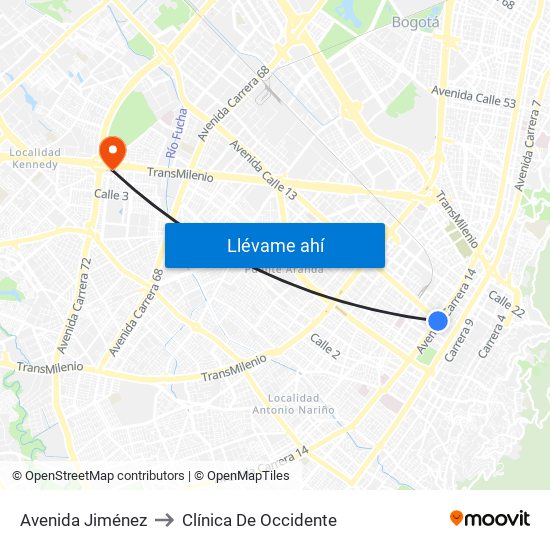 Avenida Jiménez to Clínica De Occidente map