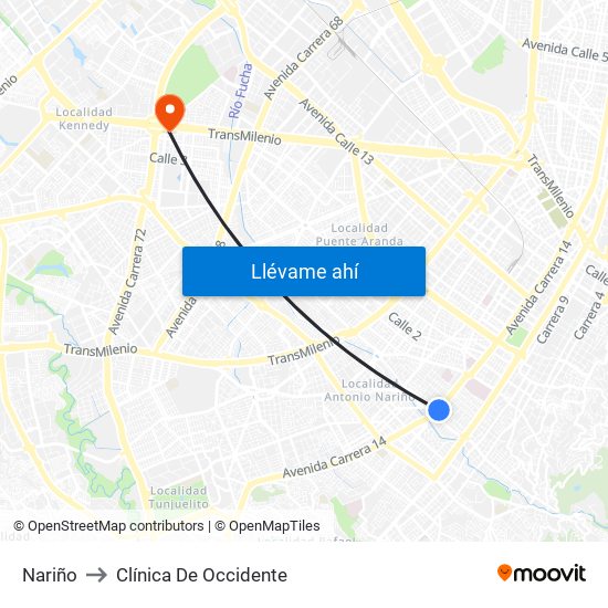 Nariño to Clínica De Occidente map
