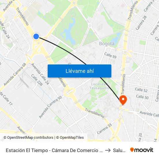 Estación El Tiempo - Cámara De Comercio De Bogotá (Ac 26 - Kr 68b Bis) to Salud Total map