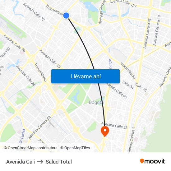 Avenida Cali to Salud Total map