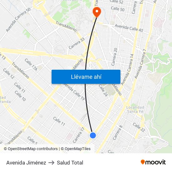 Avenida Jiménez to Salud Total map