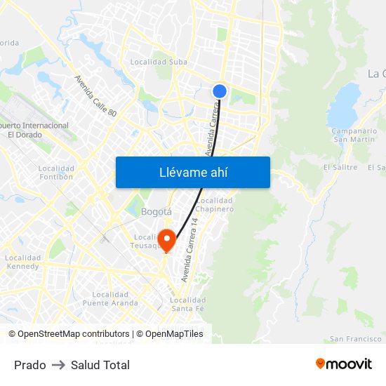 Prado to Salud Total map