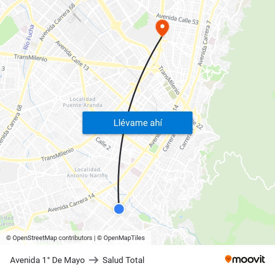Avenida 1° De Mayo to Salud Total map