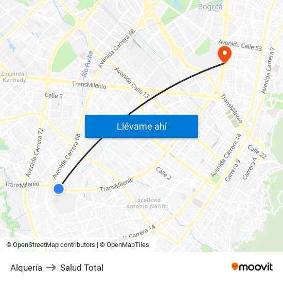 Alquería to Salud Total map