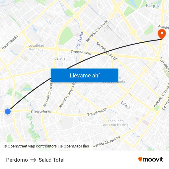 Perdomo to Salud Total map