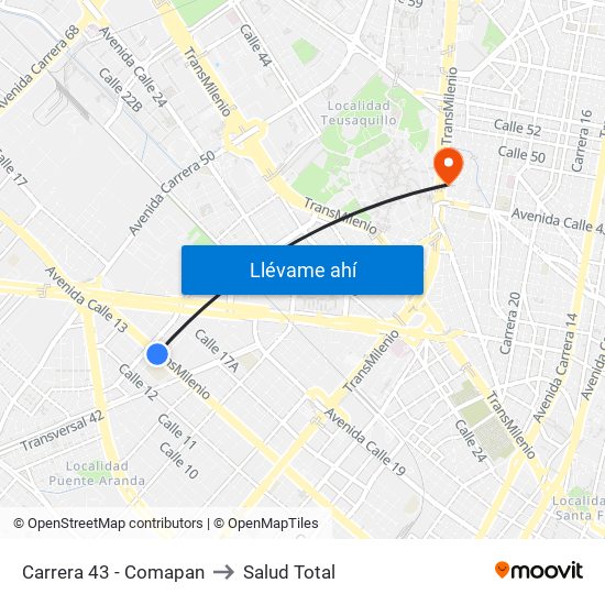 Carrera 43 - Comapan to Salud Total map