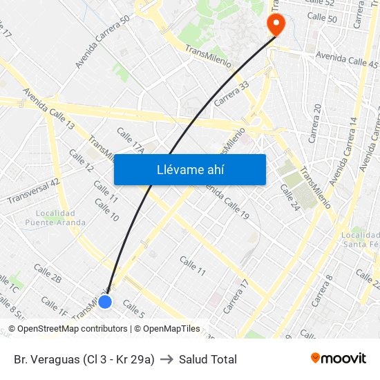 Br. Veraguas (Cl 3 - Kr 29a) to Salud Total map