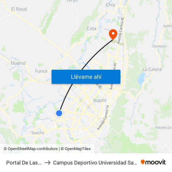 Portal De Las Américas to Campus Deportivo Universidad Santo Tomás De Aquino map