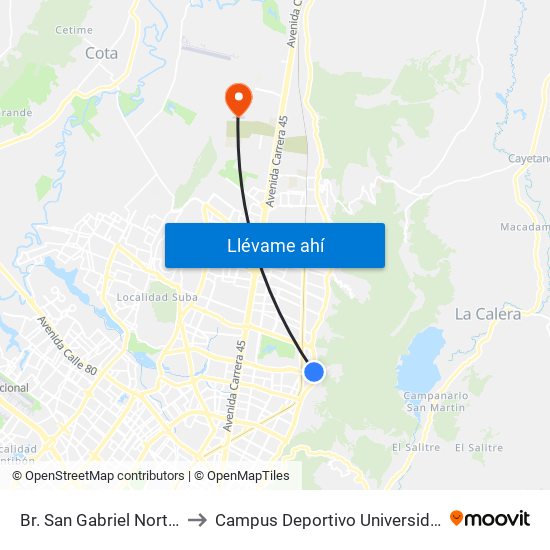 Br. San Gabriel Norte (Ak 7 - Cl 127) (A) to Campus Deportivo Universidad Santo Tomás De Aquino map