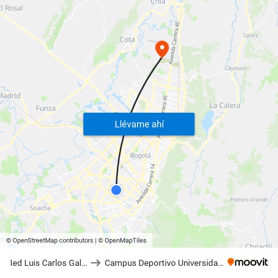 Ied Luis Carlos Galán (Ak 50 - Cl 1g) to Campus Deportivo Universidad Santo Tomás De Aquino map