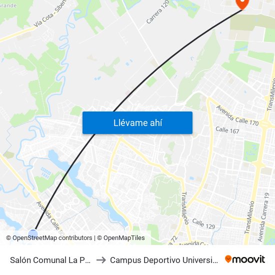 Salón Comunal La Perla (Cl 72f - Kr 111c) to Campus Deportivo Universidad Santo Tomás De Aquino map