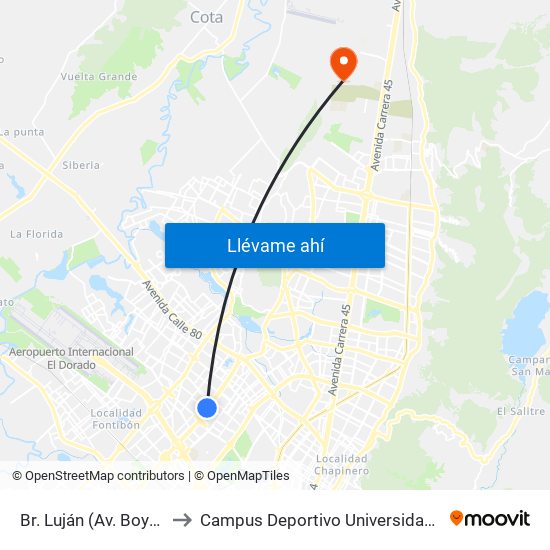 Br. Luján (Av. Boyacá - Cl 64h) (A) to Campus Deportivo Universidad Santo Tomás De Aquino map