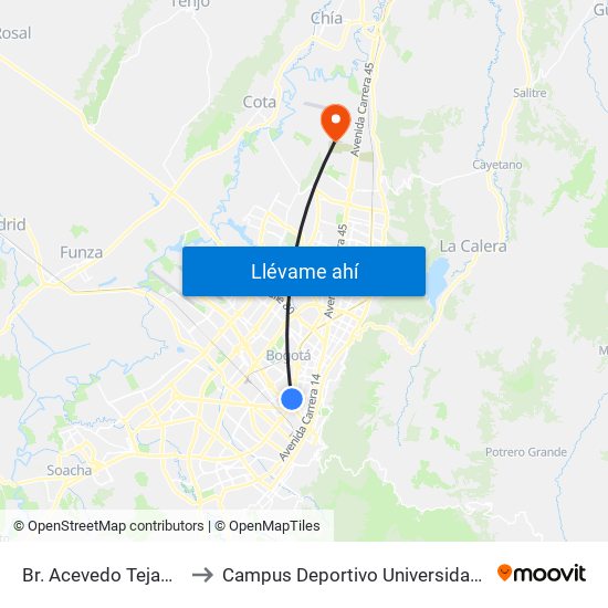 Br. Acevedo Tejada (Kr 33 - Cl 28) to Campus Deportivo Universidad Santo Tomás De Aquino map