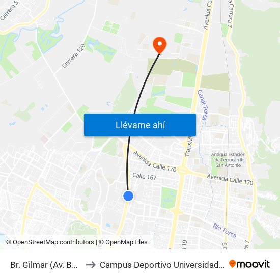 Br. Gilmar (Av. Boyacá - Ac 153) to Campus Deportivo Universidad Santo Tomás De Aquino map