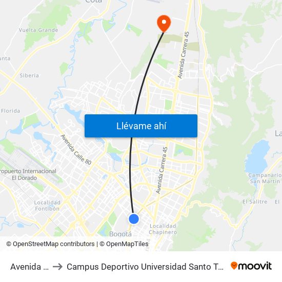 Avenida Chile to Campus Deportivo Universidad Santo Tomás De Aquino map