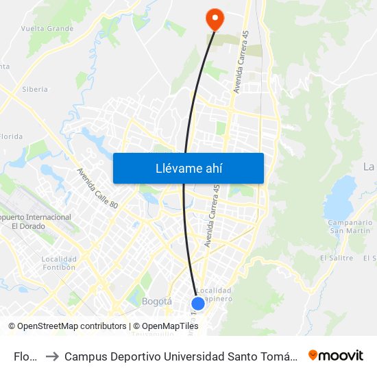 Flores to Campus Deportivo Universidad Santo Tomás De Aquino map