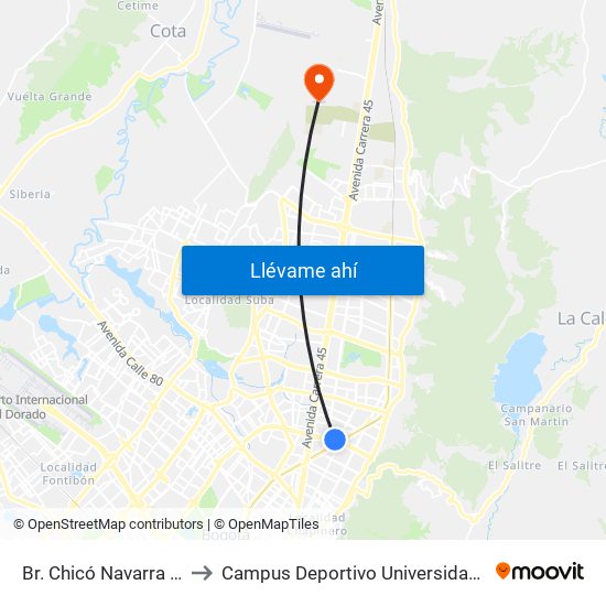 Br. Chicó Navarra (Ac 100 - Kr 16) to Campus Deportivo Universidad Santo Tomás De Aquino map