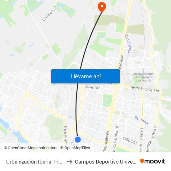 Urbanización Iberia Triángulo II (Av. Villas - Cl 130a) to Campus Deportivo Universidad Santo Tomás De Aquino map