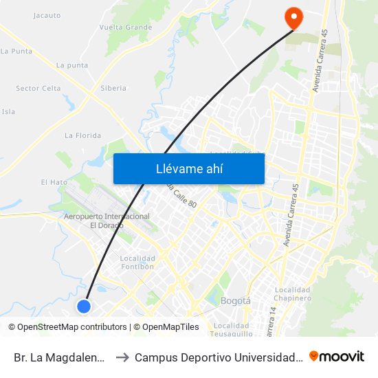 Br. La Magdalena (Cl 6d - Kr 94) to Campus Deportivo Universidad Santo Tomás De Aquino map