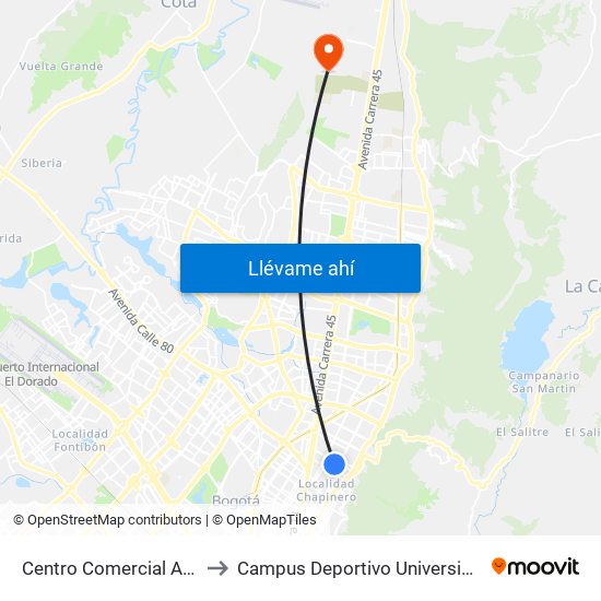 Centro Comercial Andino (Ac 82 - Kr 12) to Campus Deportivo Universidad Santo Tomás De Aquino map