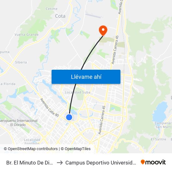 Br. El Minuto De Dios (Tv 76 - Dg 81i) to Campus Deportivo Universidad Santo Tomás De Aquino map