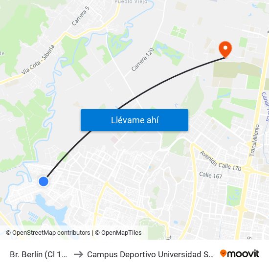 Br. Berlín (Cl 139 - Kr 147) to Campus Deportivo Universidad Santo Tomás De Aquino map