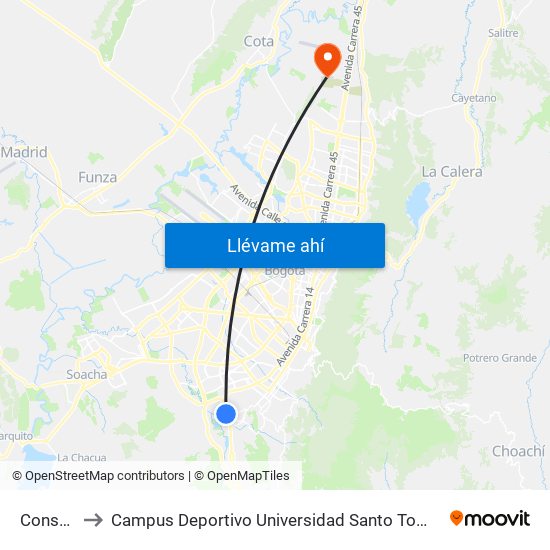 Consuelo to Campus Deportivo Universidad Santo Tomás De Aquino map