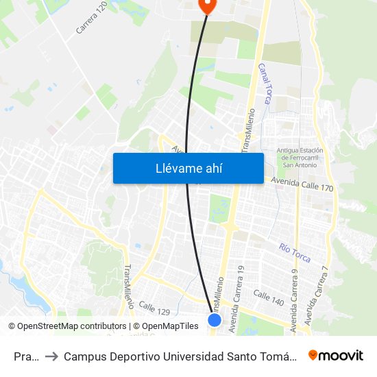 Prado to Campus Deportivo Universidad Santo Tomás De Aquino map